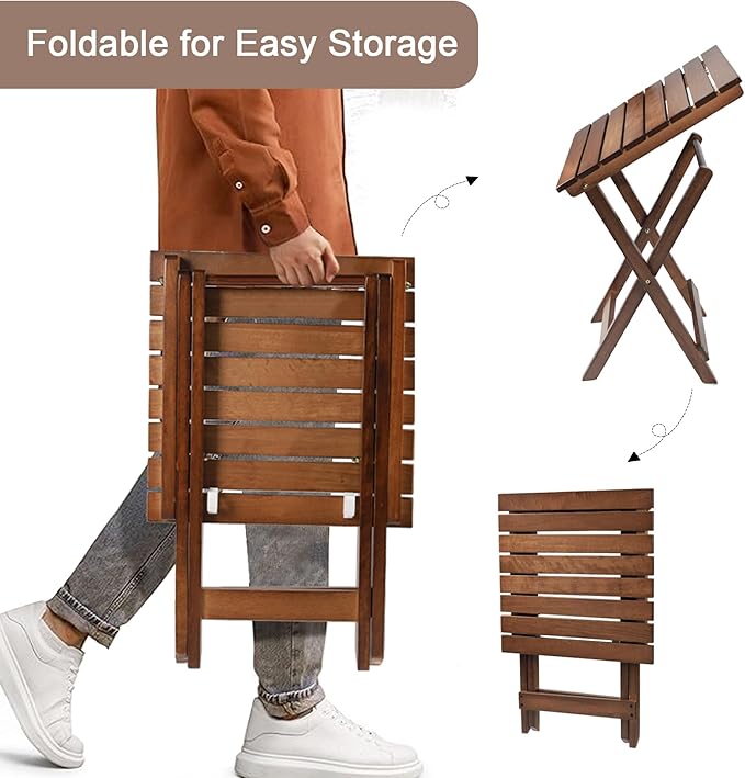 Outdoor Patio Side Table Small Wood End Square Table Folding Coffee Furniture - Image 5