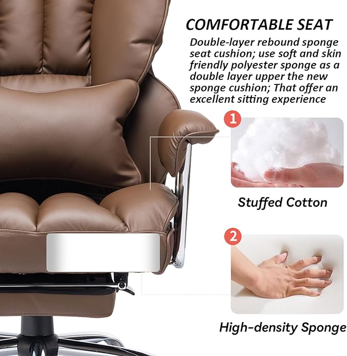 Efomao Big and Tall Office Chair 400lbs – High Back PU Leather Executive Chair - Image 5