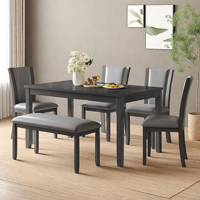 Dining Table Set for 5, 6-Piece Kitchen Table & Chairs Set - Image 3
