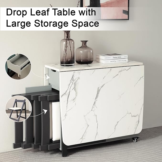 Foldable Space Saving Dining Table Extendable, Folding Dining Table - Image 5