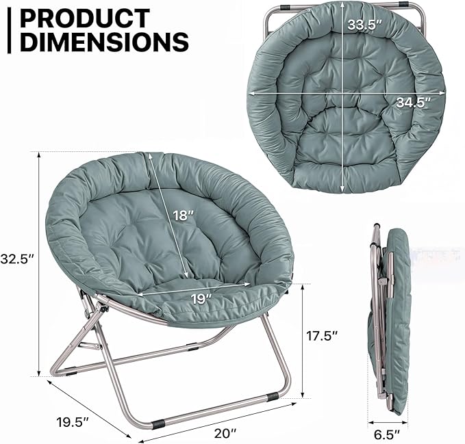 MoNiBloom Round Folding Saucer Chair - Image 3