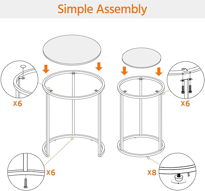 Yaheetech Round Nesting Side Table Stacking Coffee Table, Mustard Gold - Image 9