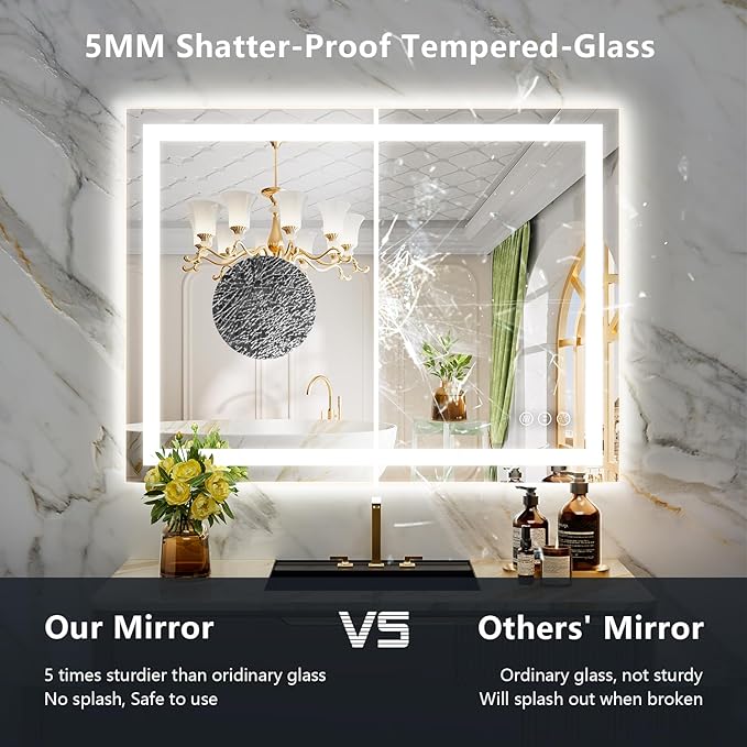 40x30 Inch LED Bathroom Mirror - Image 6