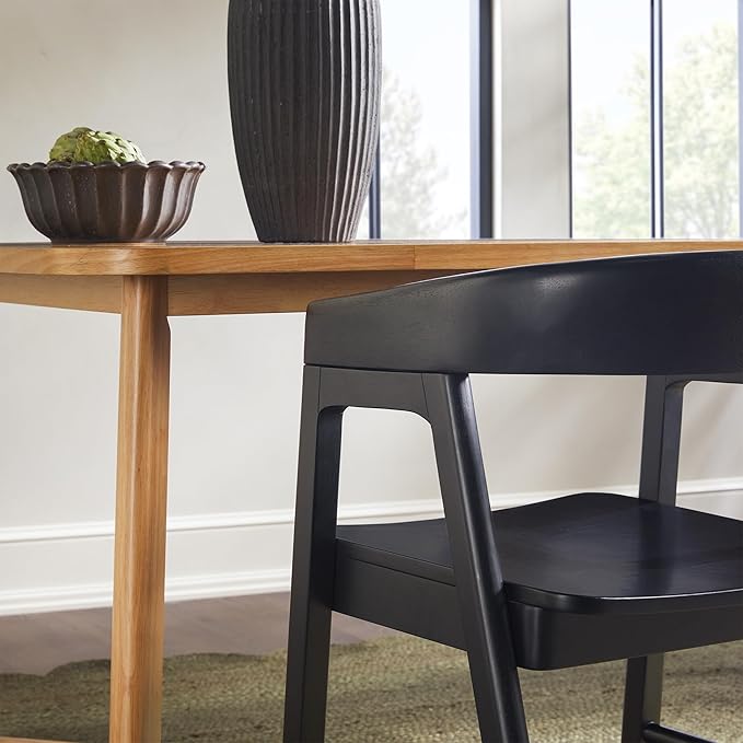Walker Edison Ezra Modern Solid Wood Rounded Back Dining Chair - Image 7
