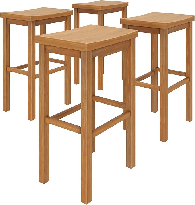 Grain & Grove Smith Collection Set of 4 Solid Wood Bar Stools, 30 inch - Image 7