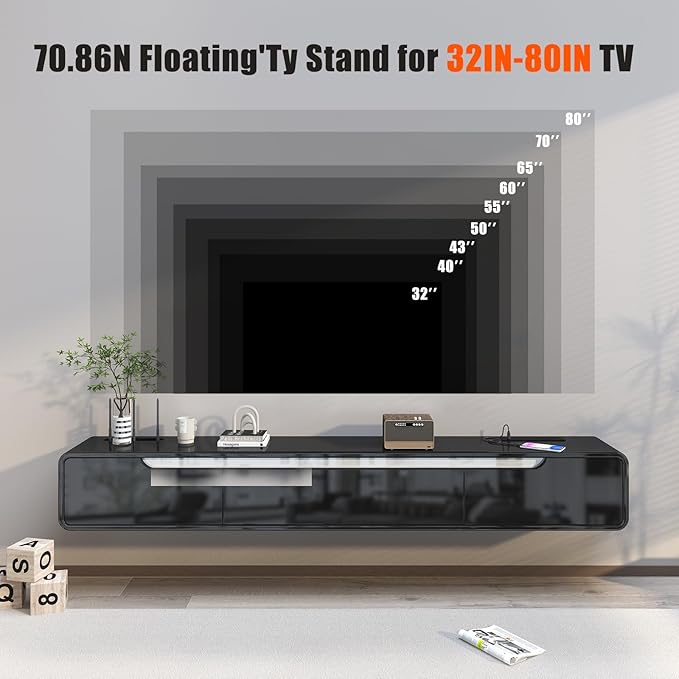 CENOVE High Gloss Floating TV Stand - Image 4