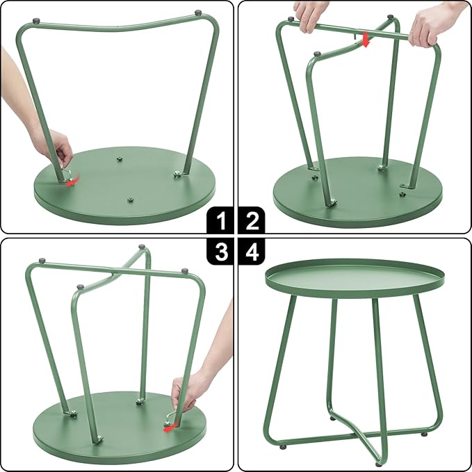 Dia.17.7ins Steel Round Coffee Table, Steel Tray Table, Side Table, Outdoor and - Image 5