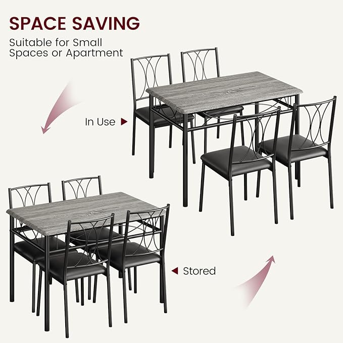 CABIHOME Dining Table Set, 5 Piece Rectangle Dining Kitche Table Set - Image 7