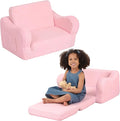 Comfy Toddler Chair, 2-in-1 Toddler Couch Fold Out, Convertible Sherpa Sofa to by BestRoyal