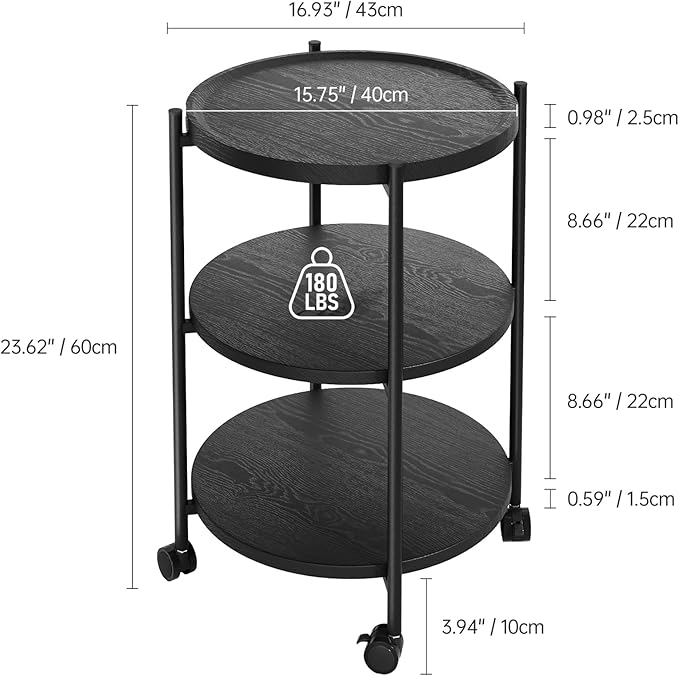 Side Table, 3-Tier Modern End Table - Image 3