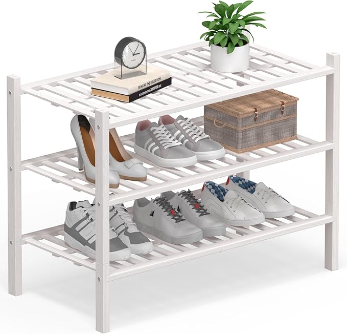 Haddockway Large 3 Tier Bamboo Shoe Rack Storage Organizer, Small Space by Haddockway