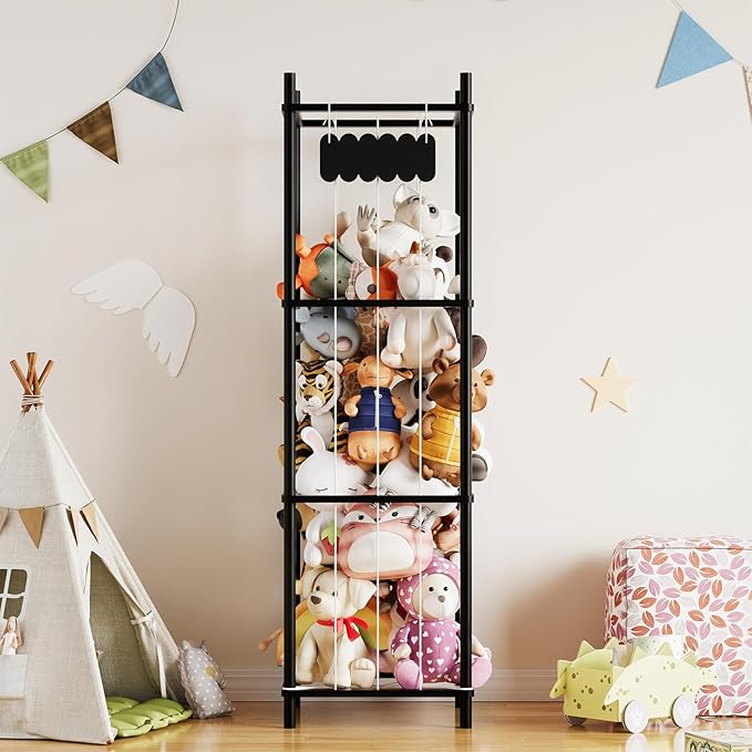 SpaceAid Stuffed Animal Storage Organizer, Wood Animals Zoo Toy Plushies - Image 2