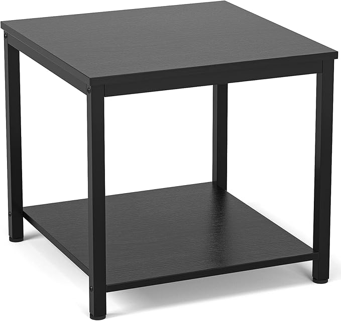 Homieasy Side Table 20 Inch Square, 2-Tier Coffee Tea End Table Nightstands by Homieasy