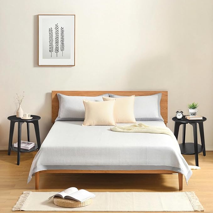 Side End Table Round Black Beside Table Sofa Table Nightstand Modern End Table - Image 7