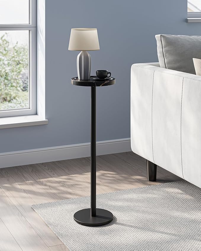 Drink Table, Small Pedestal Side Table, Round Cocktail Table, Circle End Table - Image 2