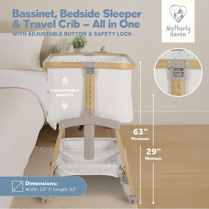 Baby Bassinet Bedside Sleeper, Portable Crib - Image 2