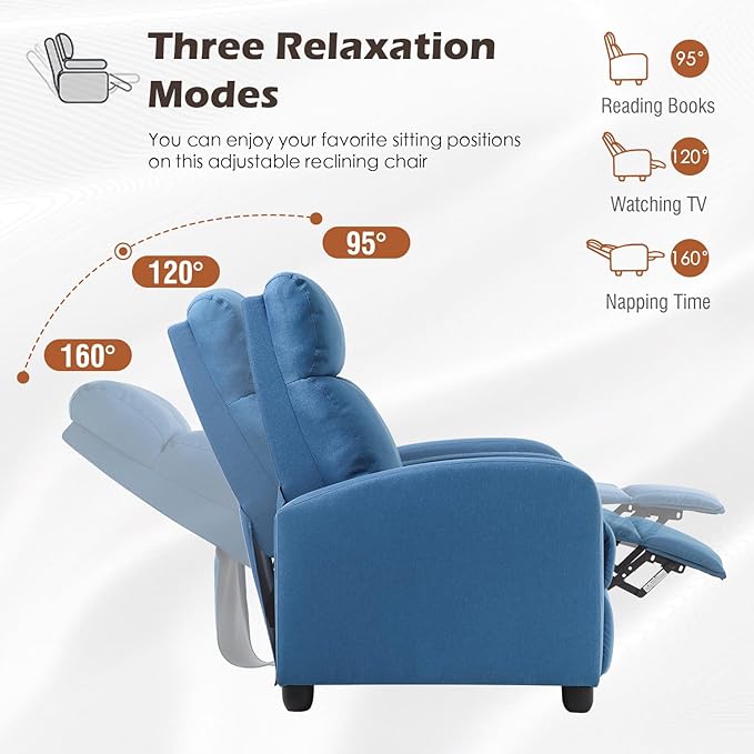 BestMassage | Recliner Chair | No Massage Function | Textile Blue | - Image 6