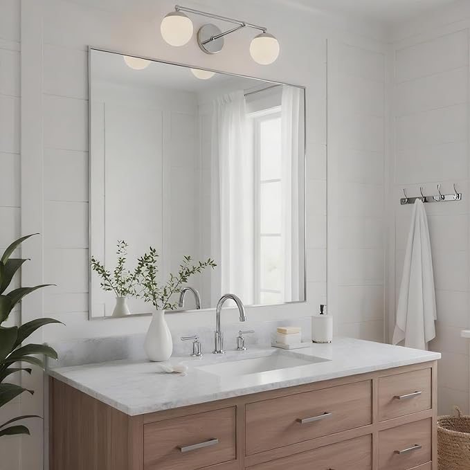 30x30 Inch Nickel Bathroom Mirror - Image 3