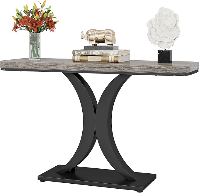 LITTLE TREE Industrial Entryway Console Table, Compact Foyer Hallway Accent by LITTLETREE