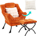 Lazy Chair with Ottoman, Comfy Reading Chair with Footstool & Throw Pillow by YOTATING