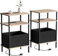 Small Side Table with Charging Station, Slim Nightstand with Outlet, Sofa by Unknown