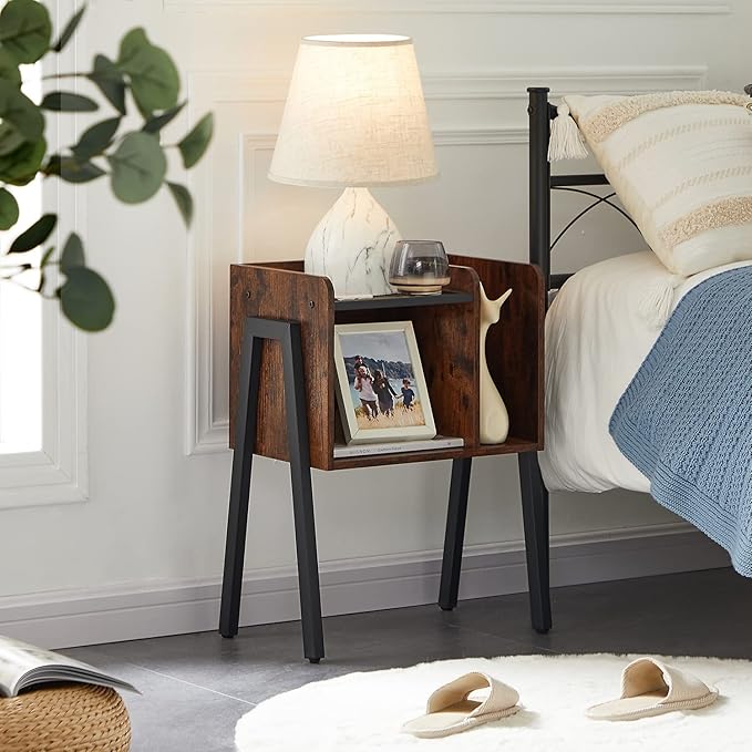 VECELO Nightstand Industrial End Table, Bedside Table - Image 5