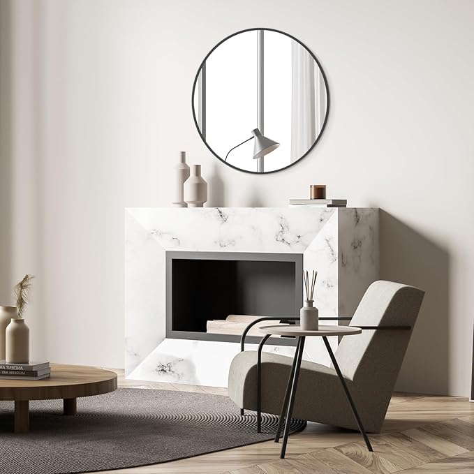 HOMECOOKIN Round Wall Mirror 20" Black Circle Mirror - Image 5
