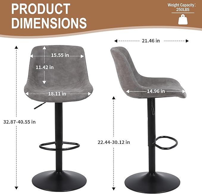 Bar Stools, Swivel Counter Height Barstools - Image 3