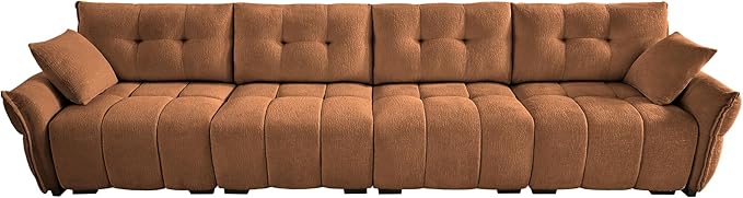 Modern Chenille Fabric 4-Seat Sofa w/ 2 Pillows, Premium Upholstery Living Room - Image 4