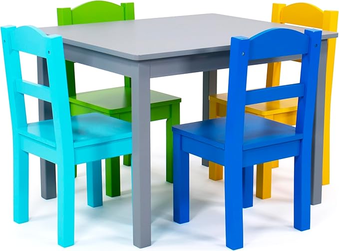Humble Crew Kids Wooden Table and 4 Chairs Set, and Snack Time by HumbleCrew
