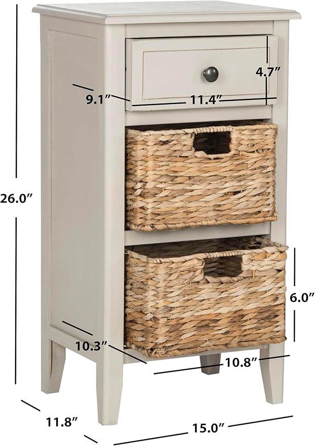 Safavieh Home Collection Everly Drawer Vintage Grey 1-Drawer 2 Removable - Image 3