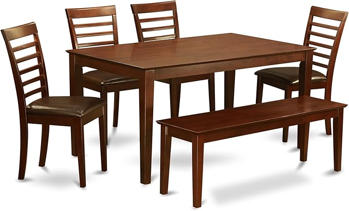 East West Furniture CAML6C-MAH-LC 6 Piece Dining Table Set Contains a Rectangle by EastWestFurniture