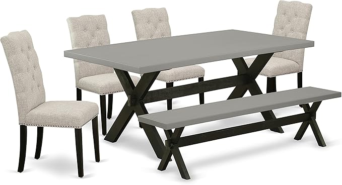 East West Furniture X697EL635-6 6 Piece Dining Table Set Contains a Rectangle - Image 2