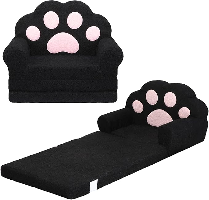 MONKISS Cat Paw Kids Couch, Toddler Chairs Comfy, Toddler Couch Bed Fold Out by MONKISS
