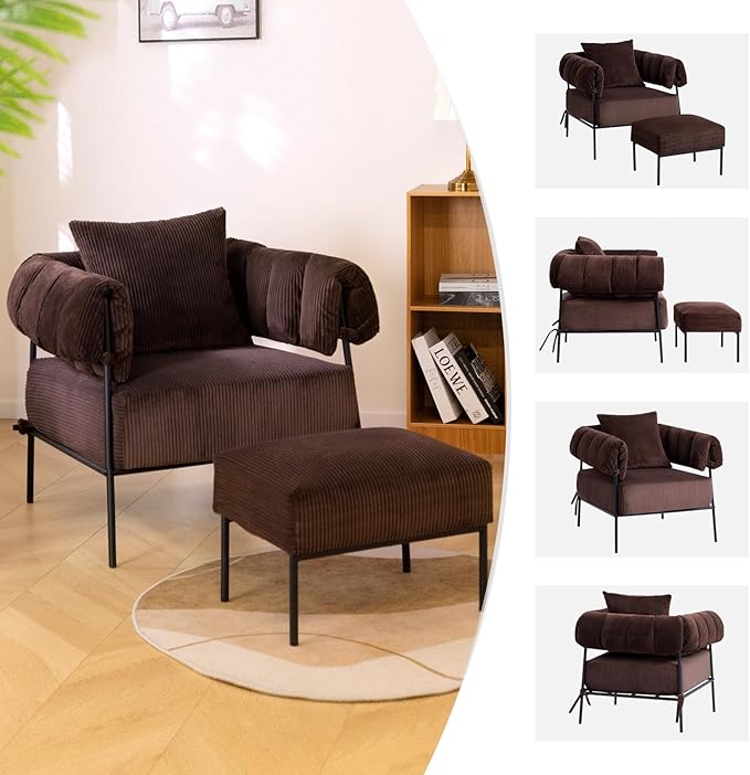 HollyHOME Modern Velvet Accent Chair - Image 7