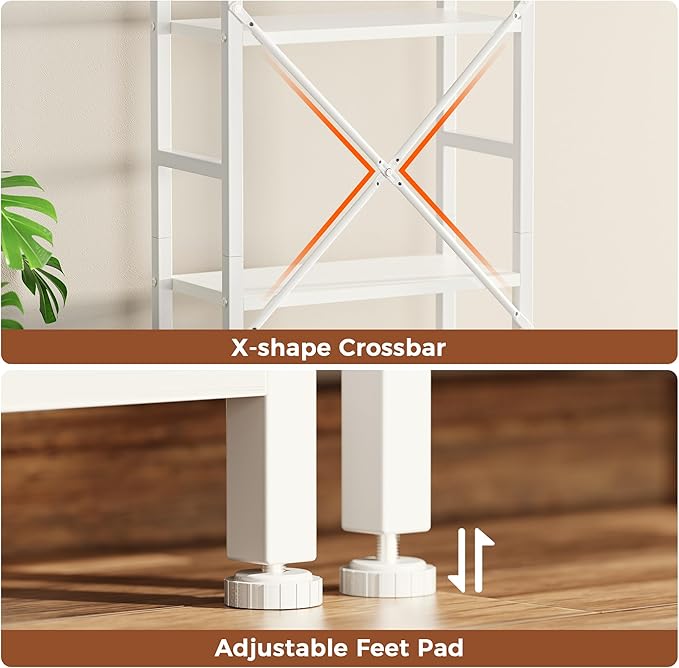 SUPERJARE Triple 5 Tier Bookshelf, Bookcase - Image 9