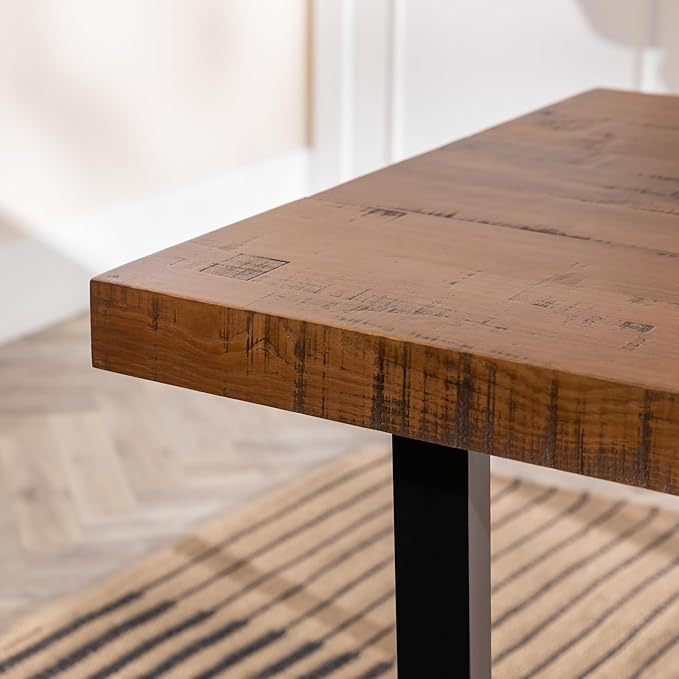 Walker Edison Durango Distressed Solid Wood Dining Table, 72 Inch, Rustic Oak - Image 7
