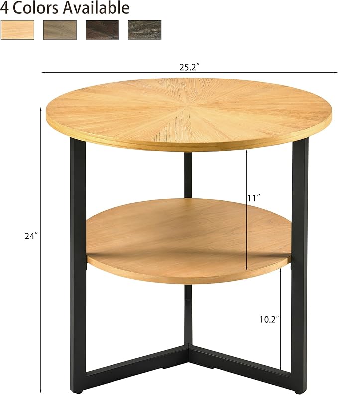 LEEMTORIG Round Side Table, Large End Table Nightstand - Image 2