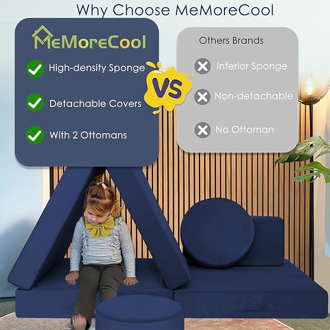 MeMoreCool Modular Kids Couch for Playroom, Building Fort Explorer Sofa - Image 4