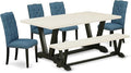East West Furniture V627EL121-6 6 Piece Dining Table Set Contains a Rectangle by EastWestFurniture