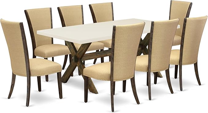 East West Furniture X727VE703-9 9 Piece Kitchen Table Set Includes a Rectangle by EastWestFurniture
