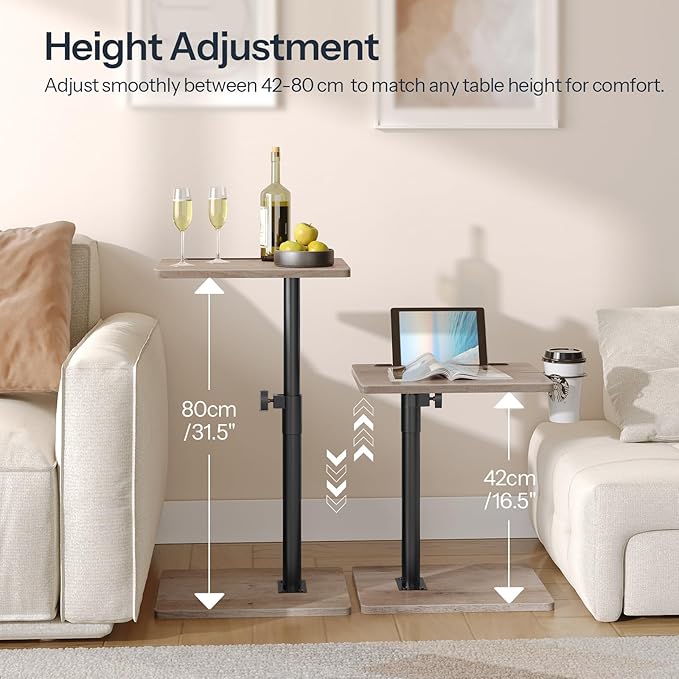 HOOBRO TV Tray Table, 360° Swivel Side Table Sofa Armrest Tray - Image 2