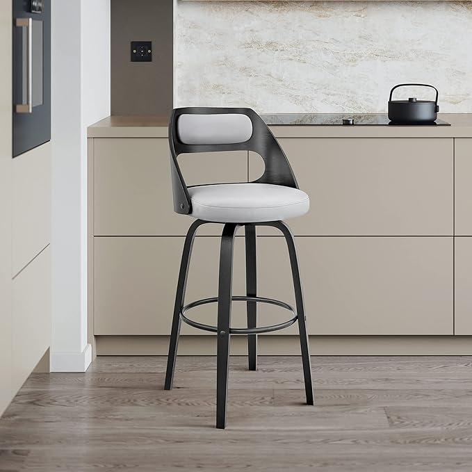 Armen Living Julius Mid Century Modern Swivel Bar Stool - Image 2