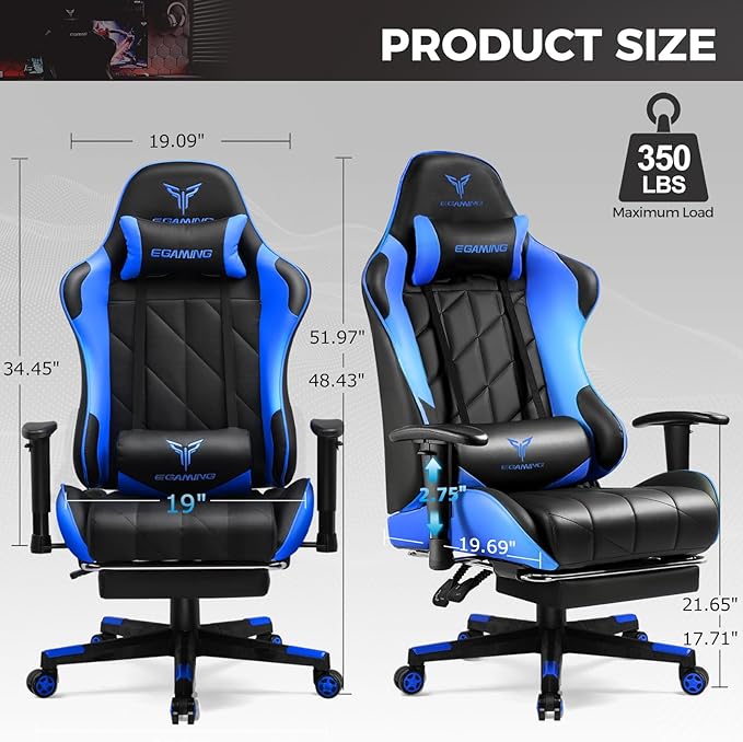 Gaming Chair with 3D Adjustable Armrests, Cow Print Design, Ergonomic Office - Image 2