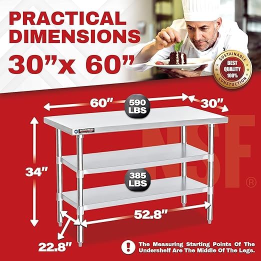 DuraSteel Food Prep Stainless Steel Table - Image 2