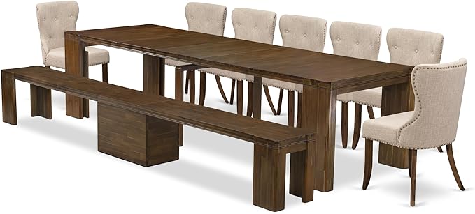 X07SI-B08-04 - 9 Pieces Mid Century Dining Set includes an Extendable Rectangle - Image 2