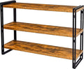 47" 3-Tier Bookshelf Rustic Wood and Metal Industrial Bookshelf by HIBOAT