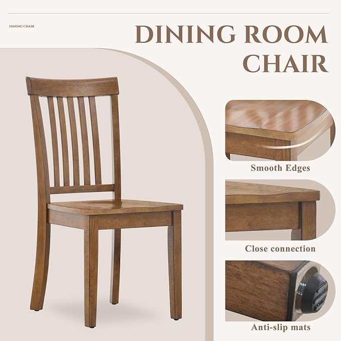 COLAMY Wooden Dining Room Chairs Set of 6, Spindle High Back Windsor Kitchen - Image 4