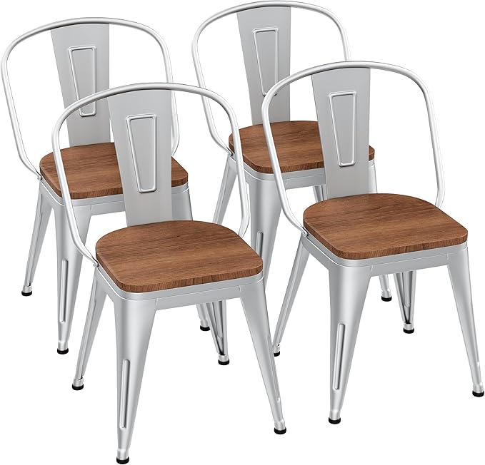 18 Inch Metal Dining Chairs, Arlunar Farmhouse Chairs Set of 4 Black Dining - Image 3