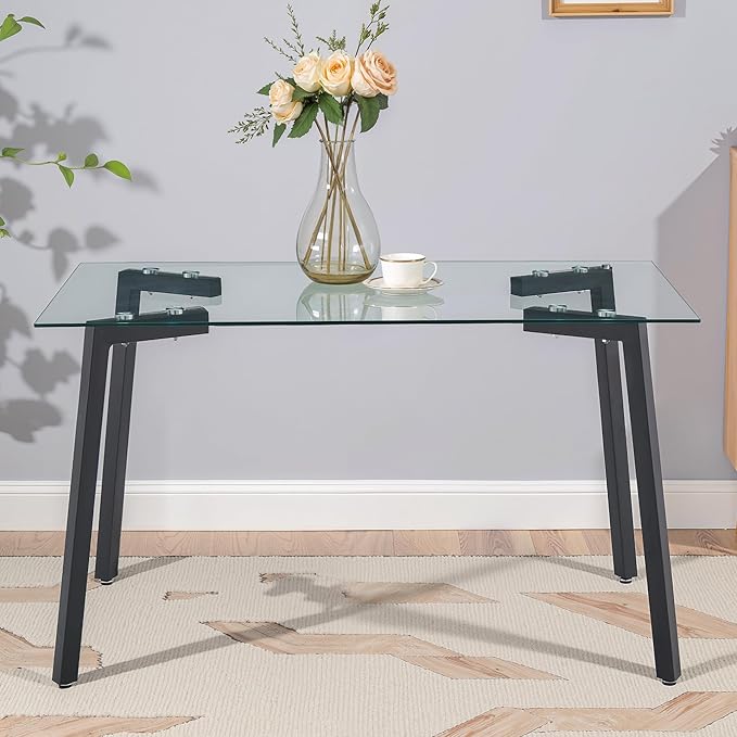 Dining Table for 6 Kitchen Table 51" Rectangular Modern Glass Dining Table by LynginsCreativeLife